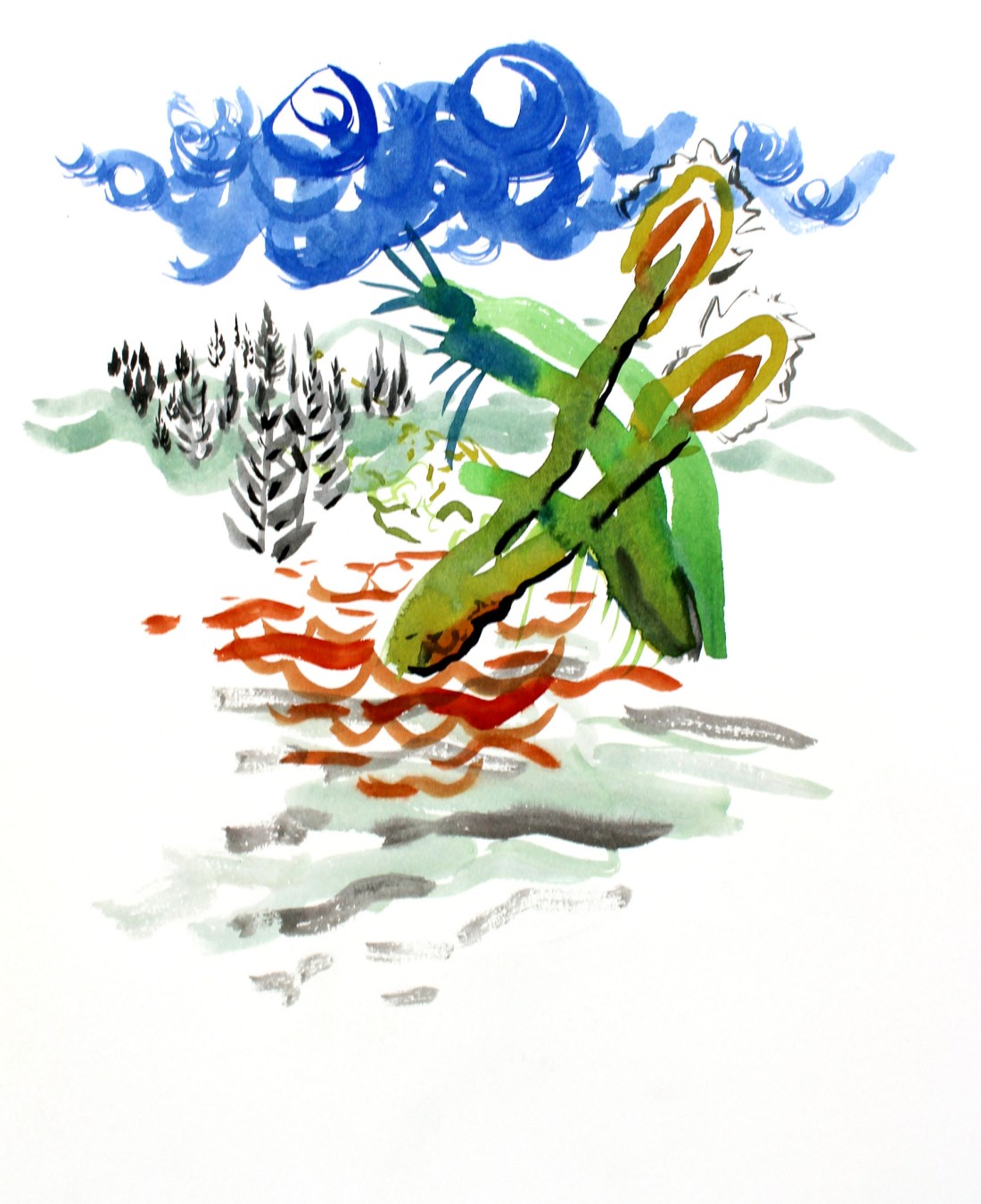 John DeFaro Dinners Ready 2017 12 by 9 inches watercolor on paper