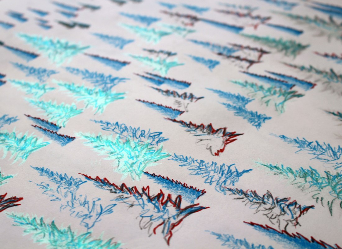 Trees on white detail blues