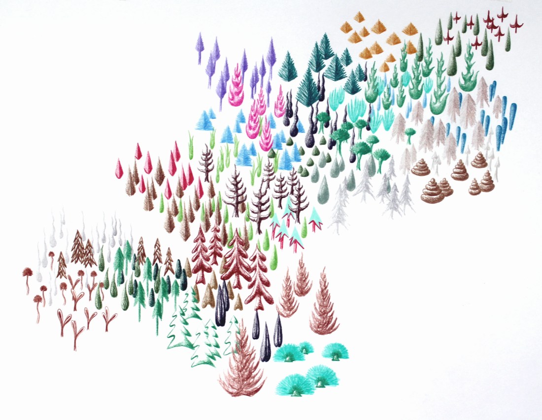 John DeFaro Tree Pelt 2 small migration series 2017 14 by 17 inches pencil on paper