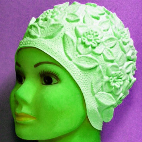 YellowpuffedbathingcapGREENTONE