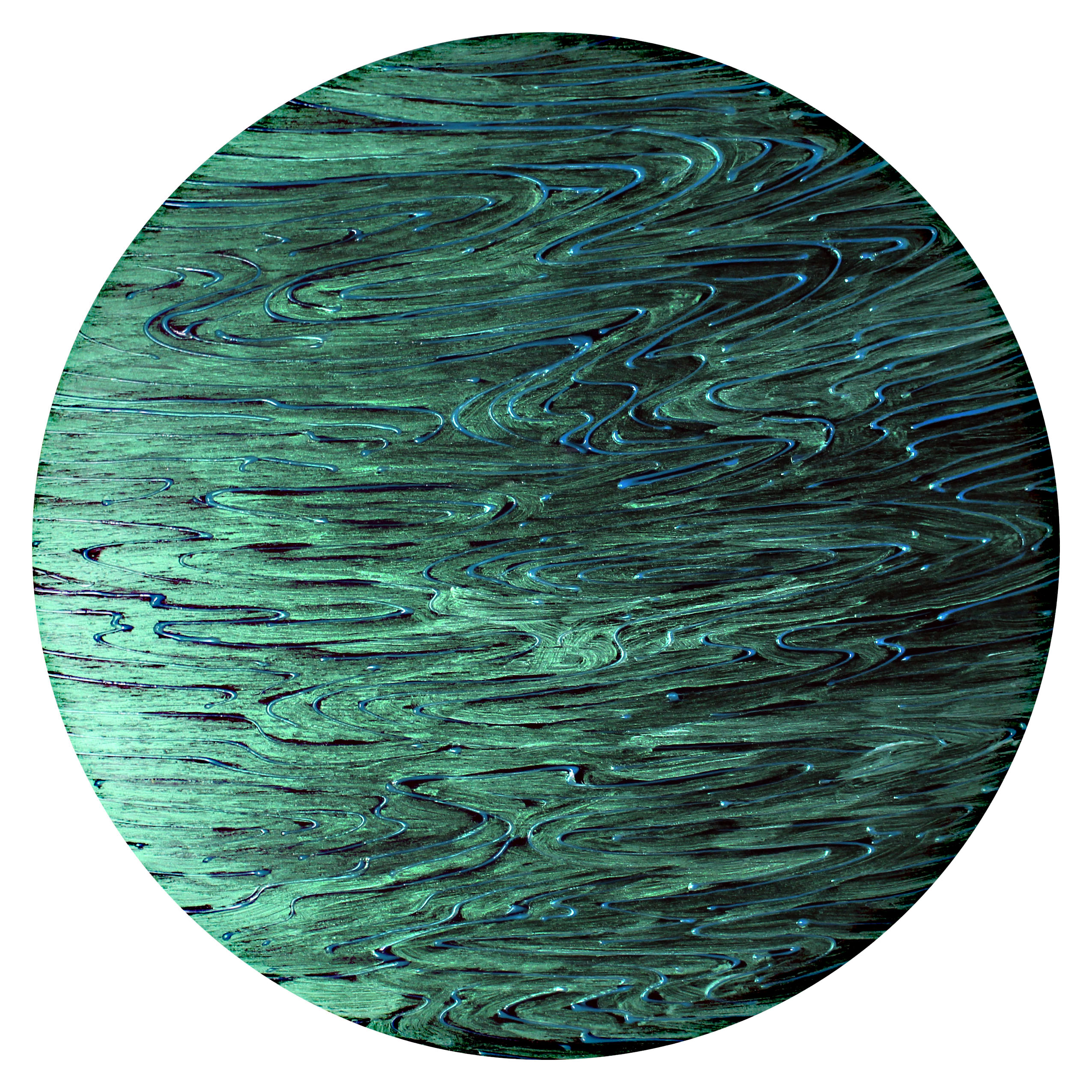 John DeFaro Current circle two 2014 20 inch diameter acrylic and dimensional paint on wood table top